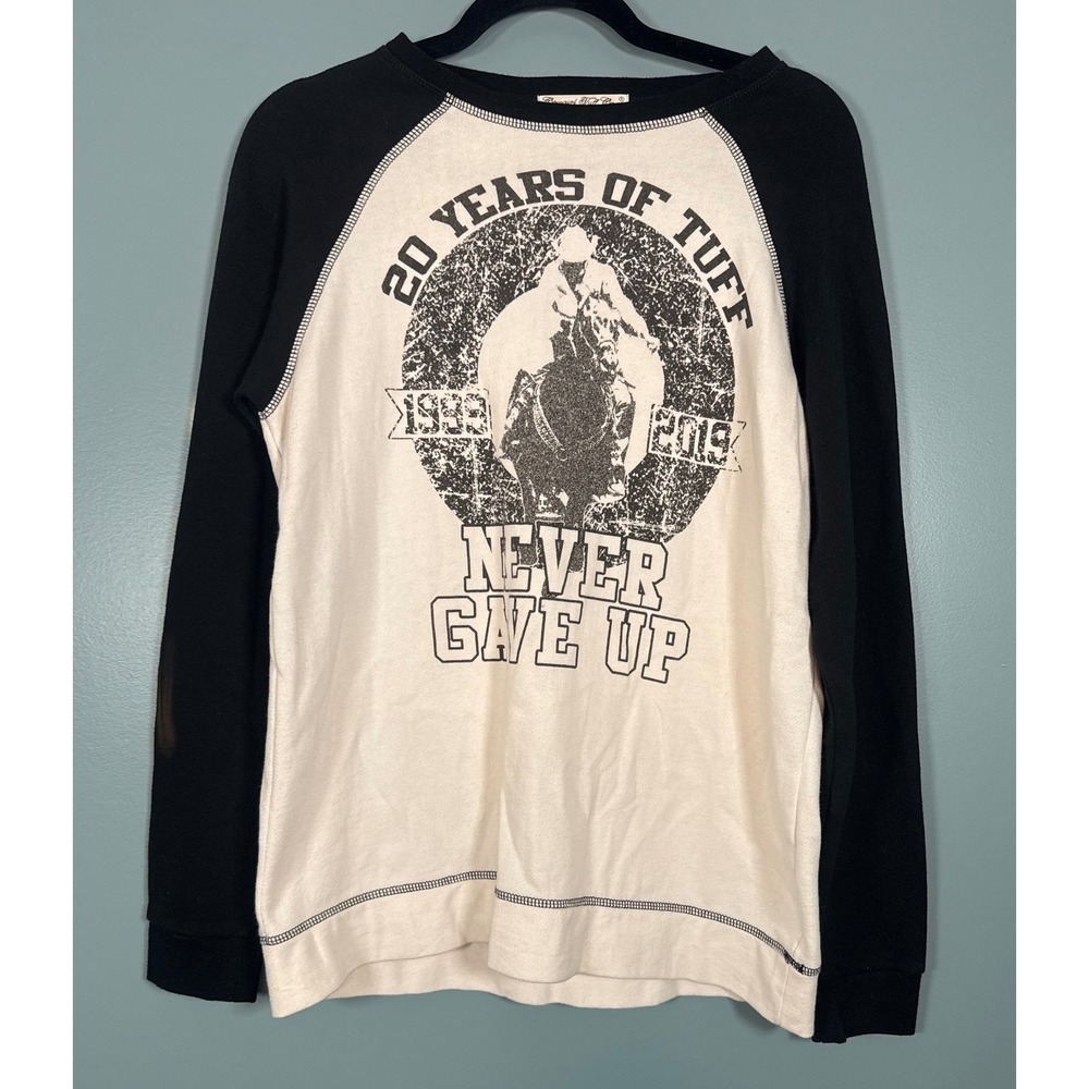 Cowgirl Tuff Co 20 Years of Tuff Graphic Raglan Long Sleeve Shirt Womens Size M